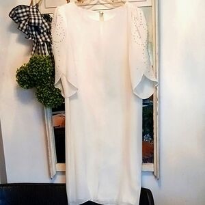 Darcy ⚜️ Elegant Chiffon Dress ⚜️ Puff Sleeve Tulip Shape Design/Pearls  15/16